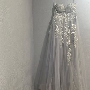 Beautiful icy blue prom dress.